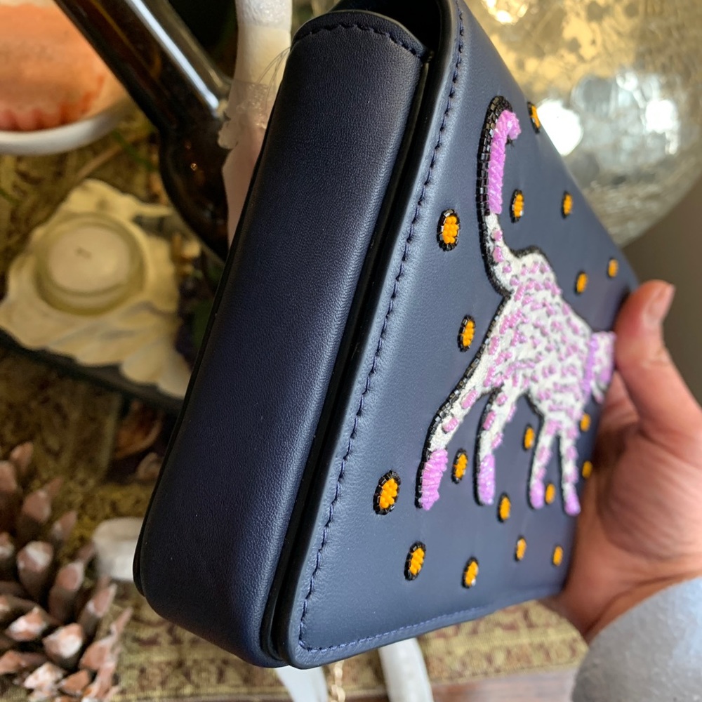 Authentic KATE SPADE leather Cheetah embellished flap magnetic snap Crosby - Picture 7 of 12